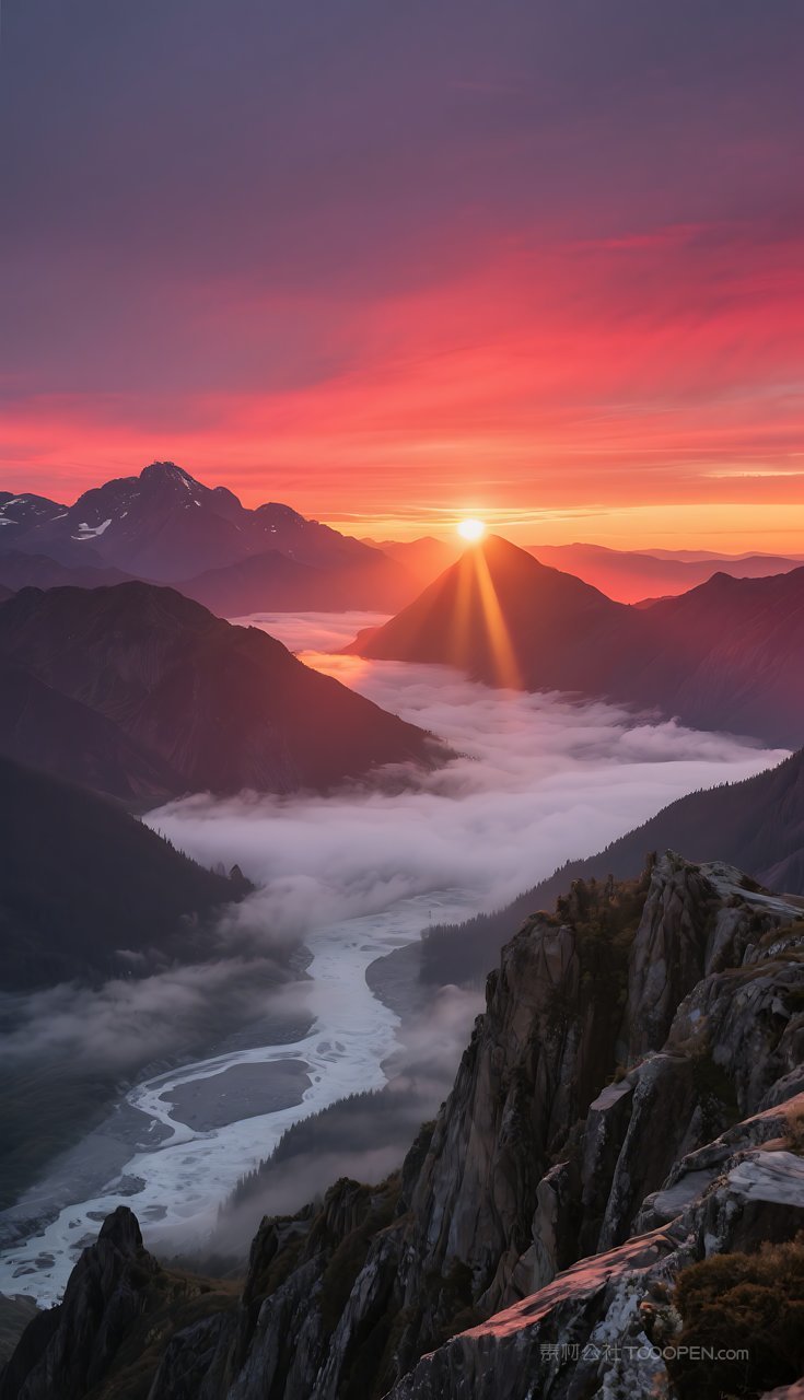 山水湖泊河流唯美山峰群山风景