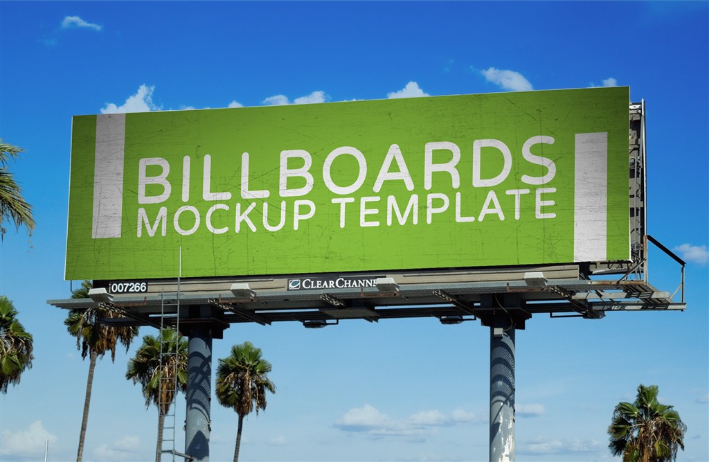 高速公路户外大型T牌广告牌样机图片下载