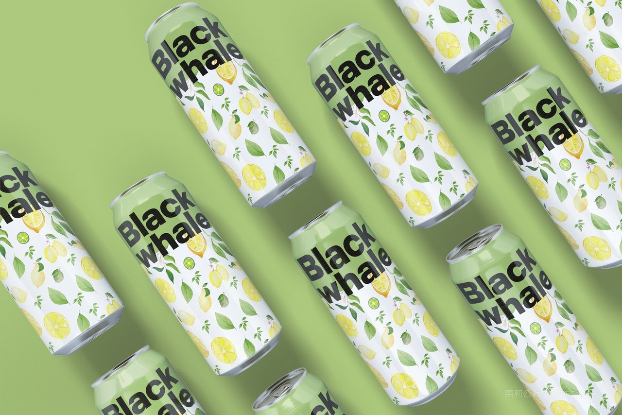 柠檬口味易拉罐可乐瓶饮料包装样机 (2)