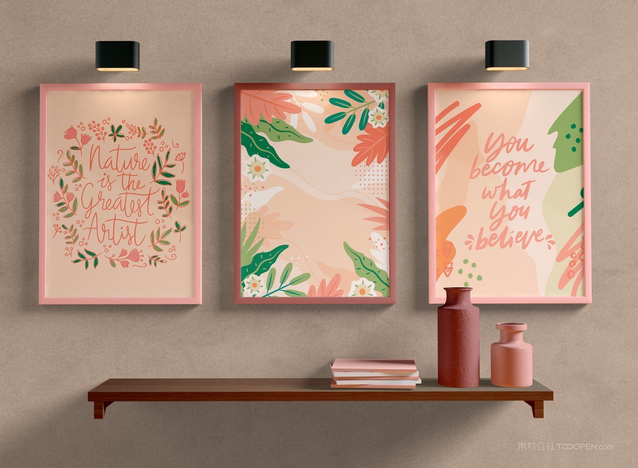 室内相框架装饰画框悬挂纸张样机 (3)