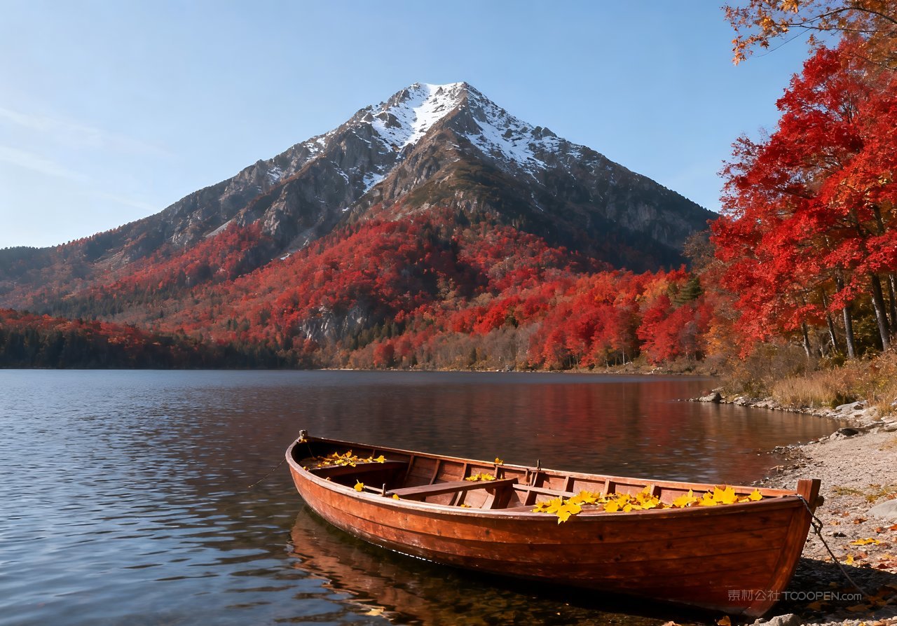山峰天空青山秋天山水唯美意境湖泊