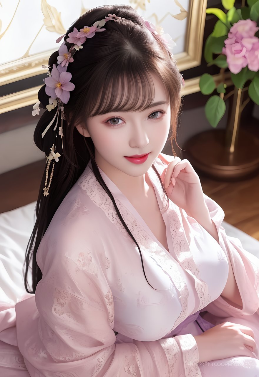 中国风汉服装ai性感清纯美女室内艺术照片