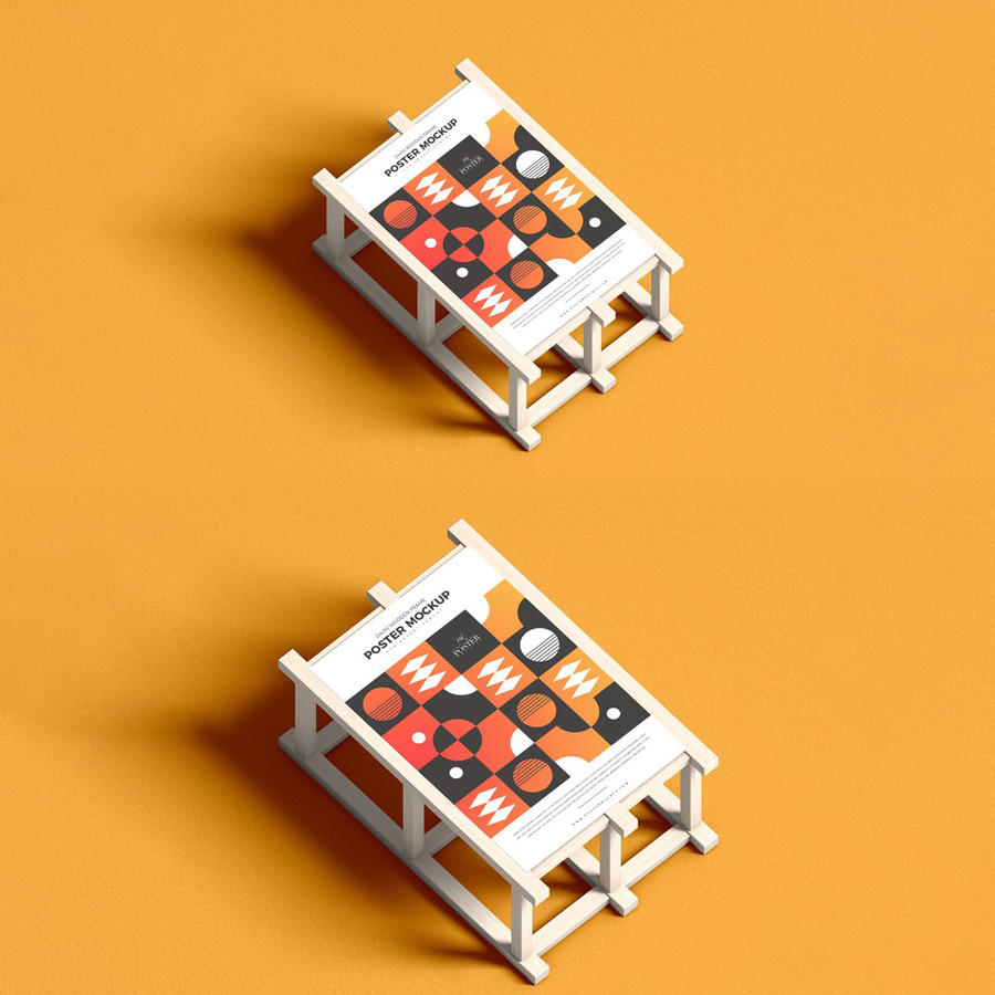 木质框架与海报样机