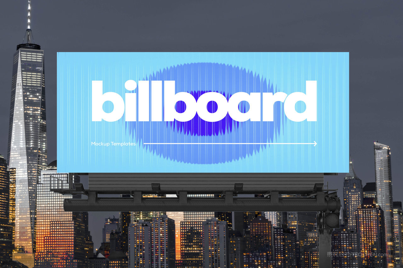 夜景城市广告牌样机