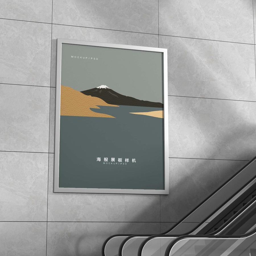 电梯口海报展板样机