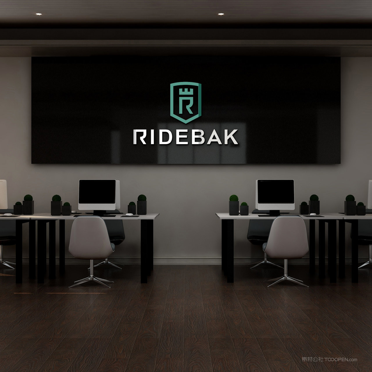 正视图公司形象墙logo贴图样机