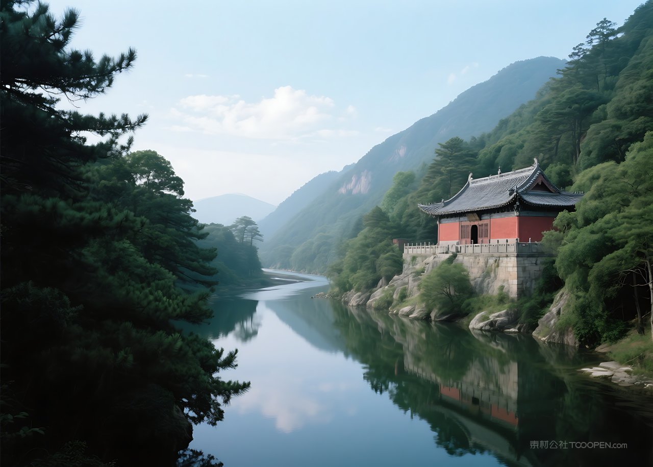 群山湖泊唯美山水河流景色风景自然山峰