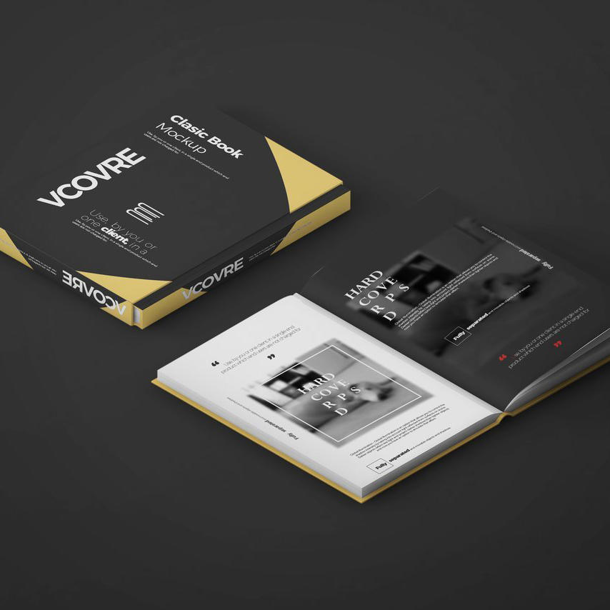 简洁商务黑企业画册产品说明书画册ps黑色背景样机 (2)