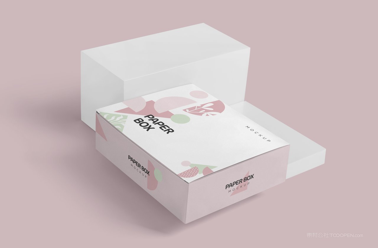 纸盒粉色飞机盒包装设计效果展示vi智能样机 (1)