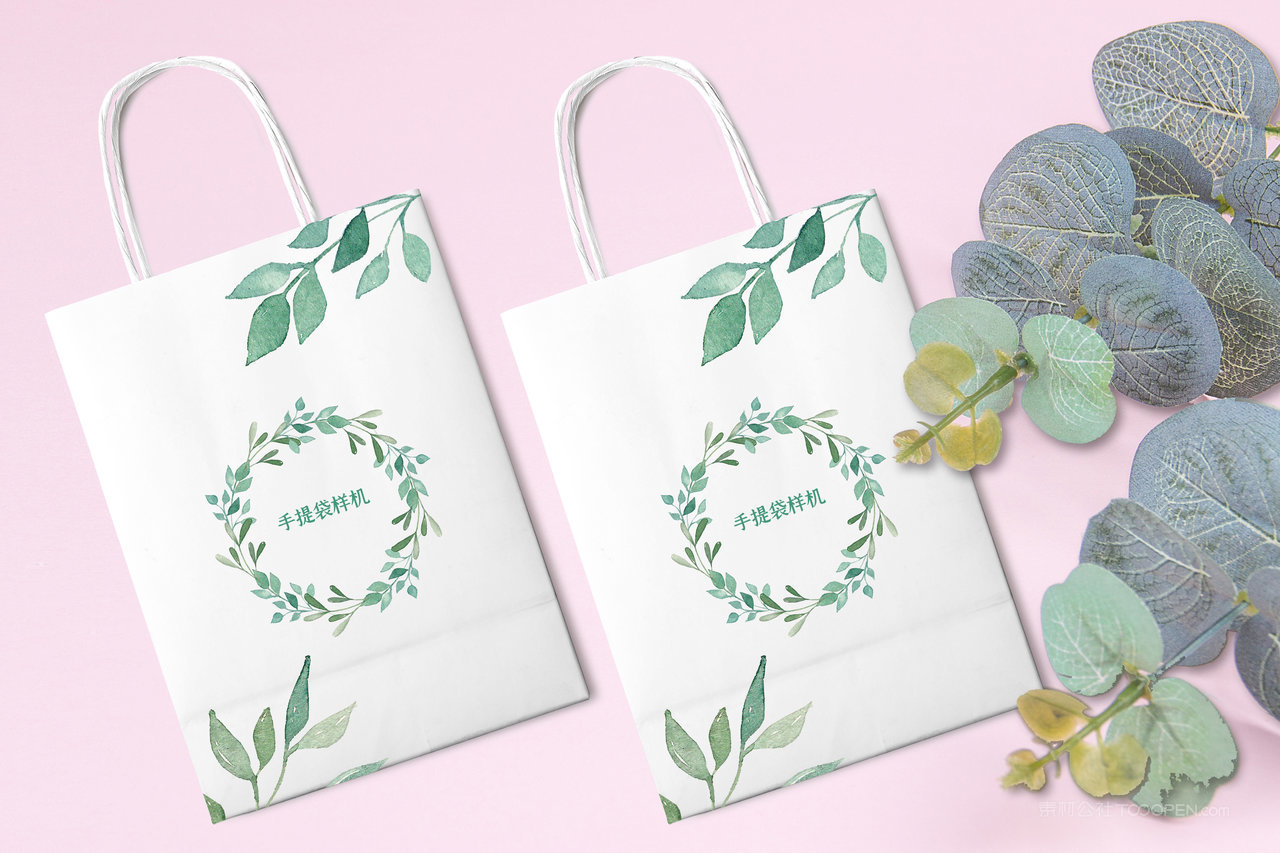 清新大气品牌设计vi手册应用手提袋样机