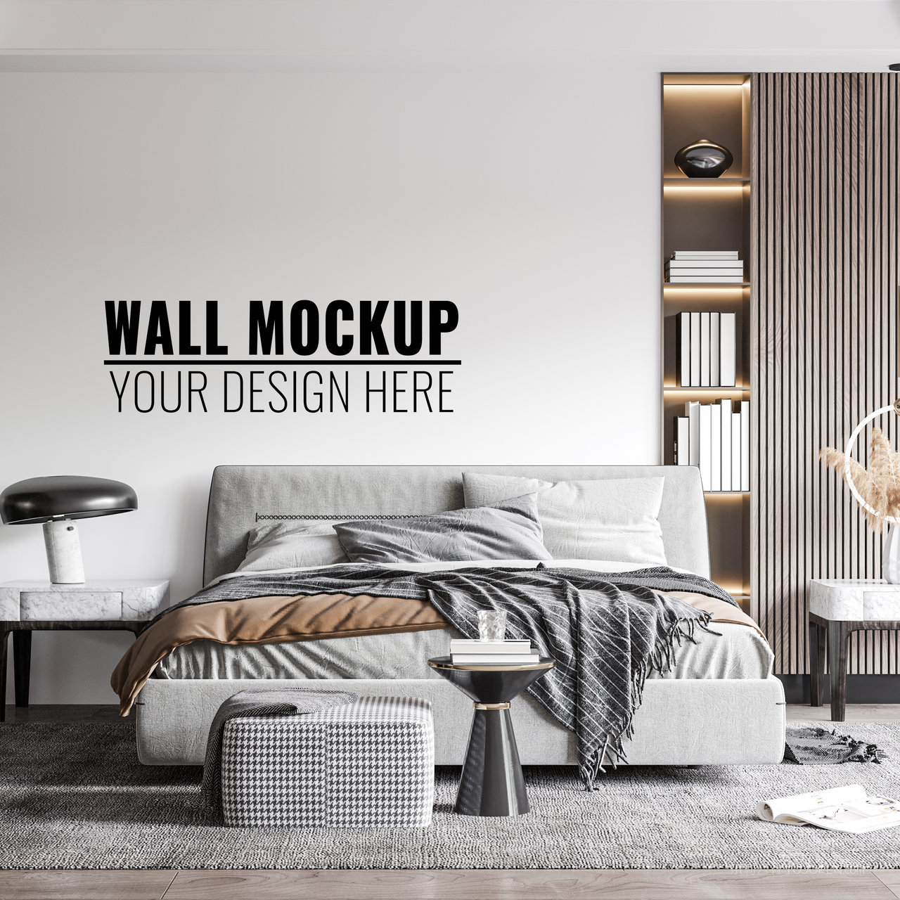 墙面卧室背景墙贴图样机