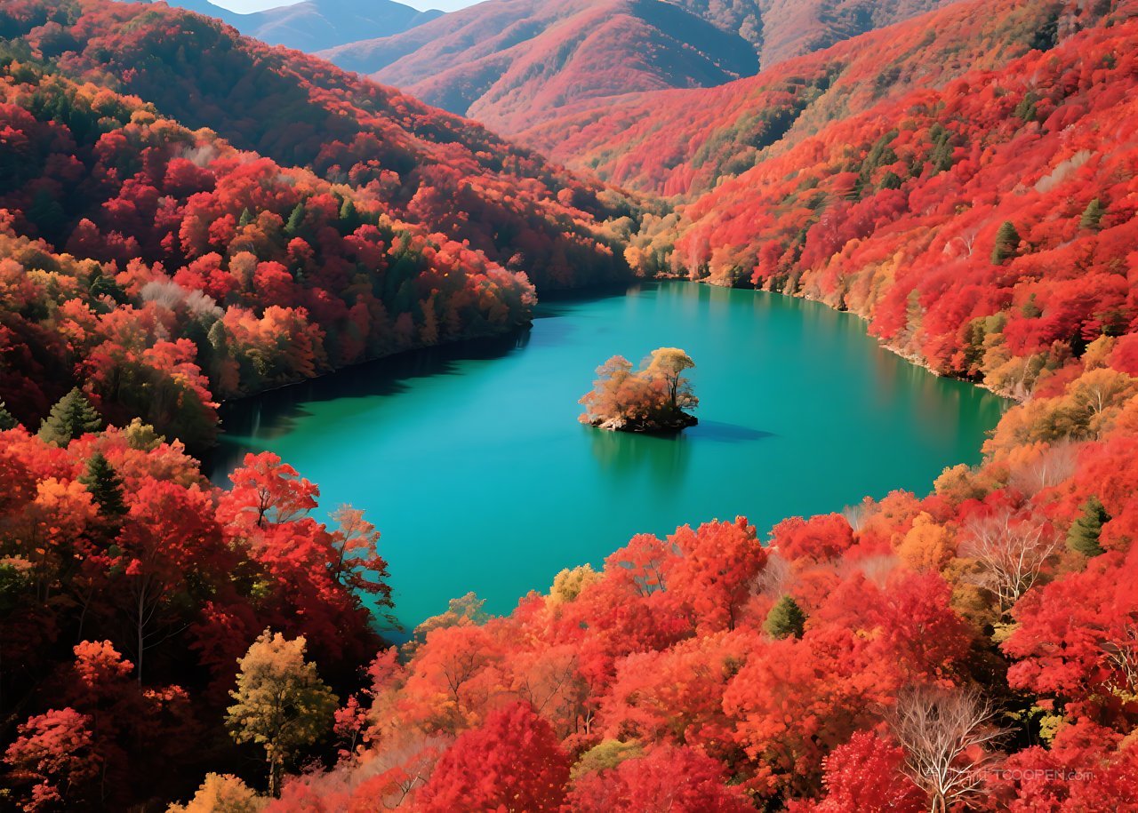 自然景观山水唯美高清山峰河流风景天空