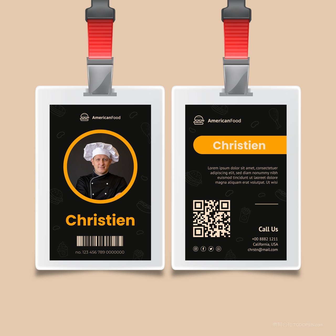 黑色餐饮工牌矢量素材