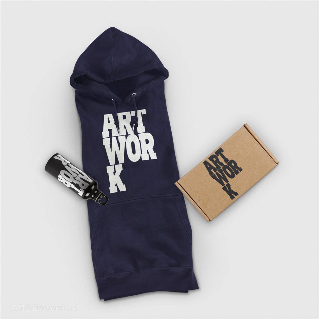 卫衣套头衫运动水瓶包装盒服装样机