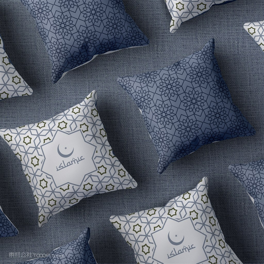 穆斯林风格抱枕靠背贴图样机