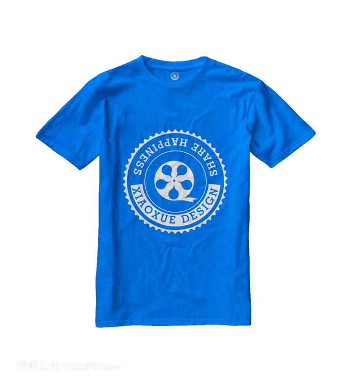 蓝色短袖T恤文化衫样机