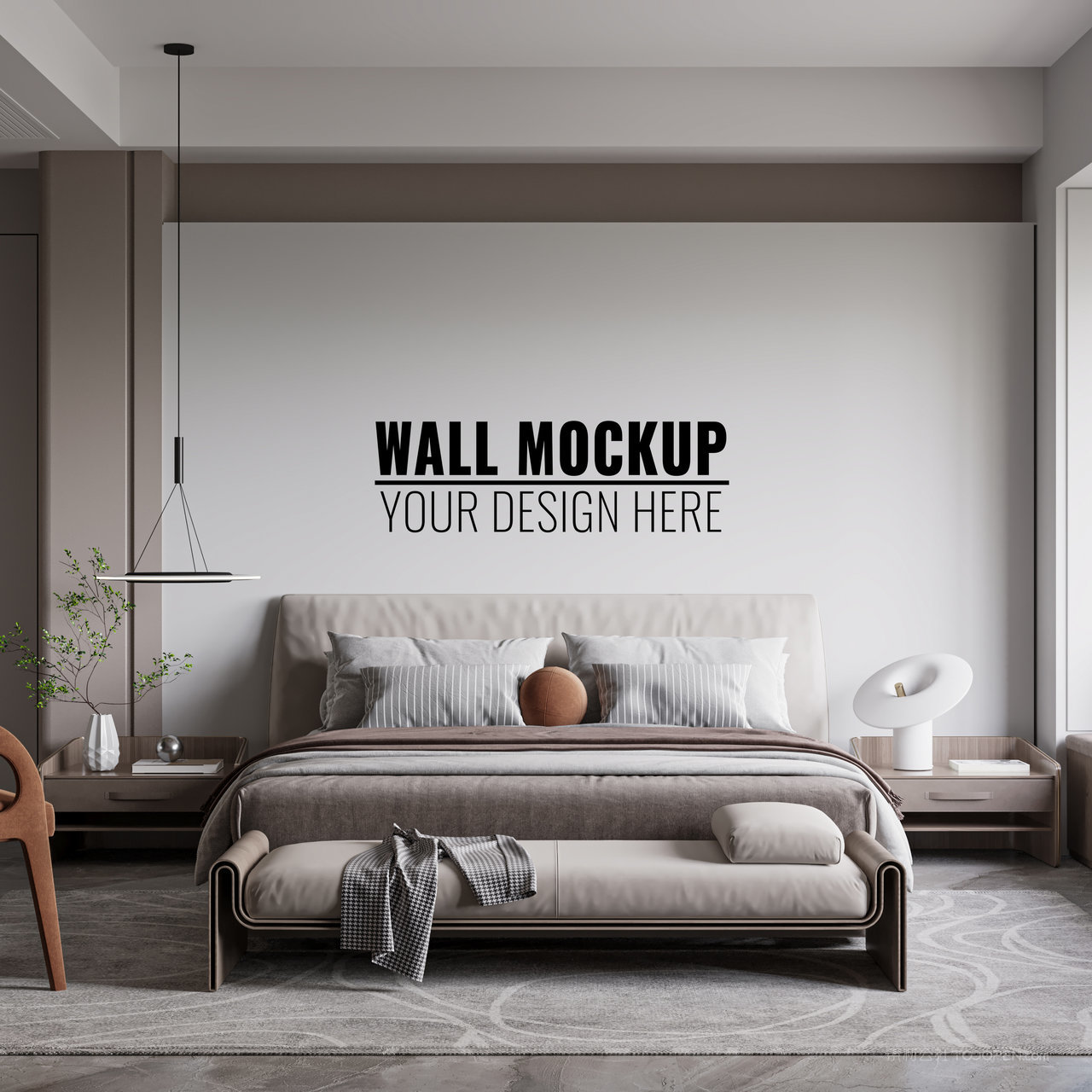 墙面卧室背景墙贴图样机