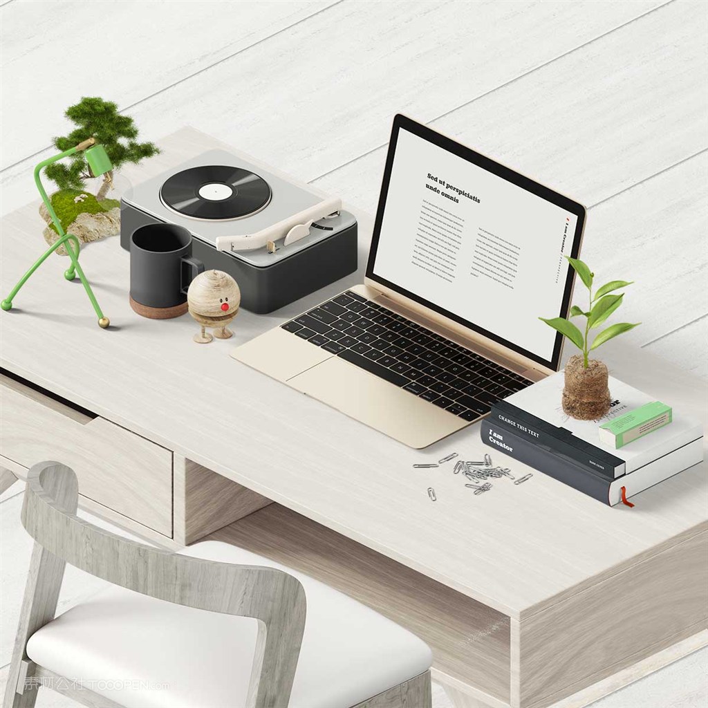 创意办公桌面手提电脑样机素材