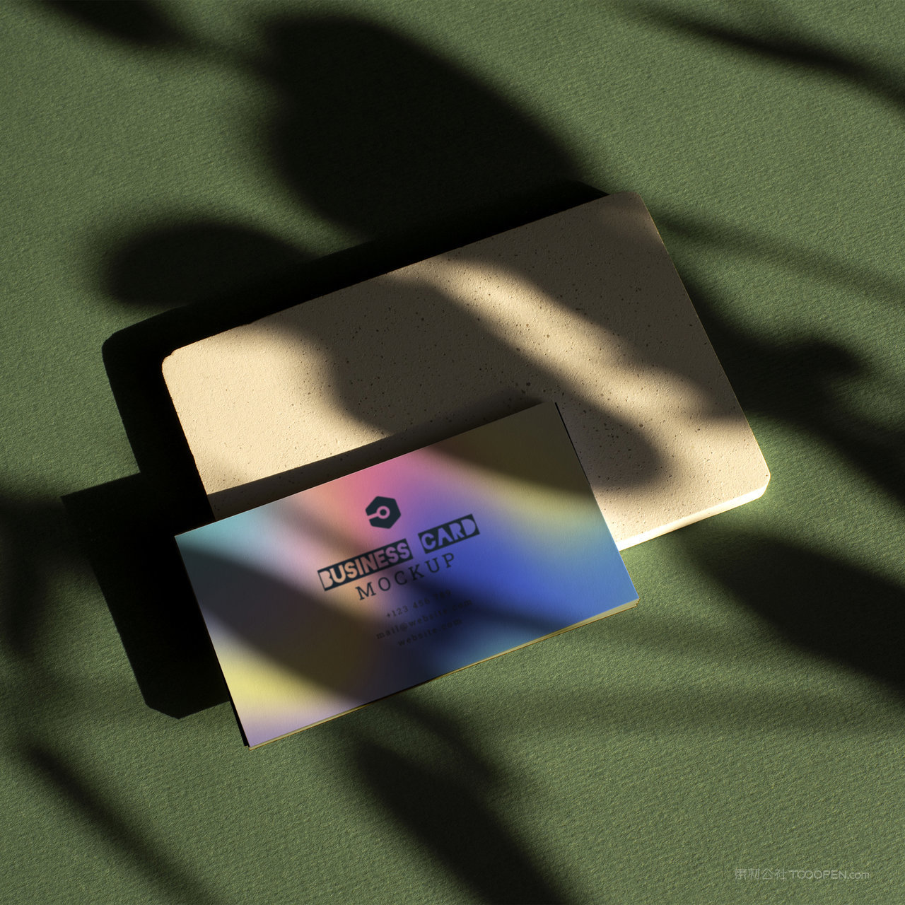 绚丽多彩的时尚vi光影名片卡片贴图样机