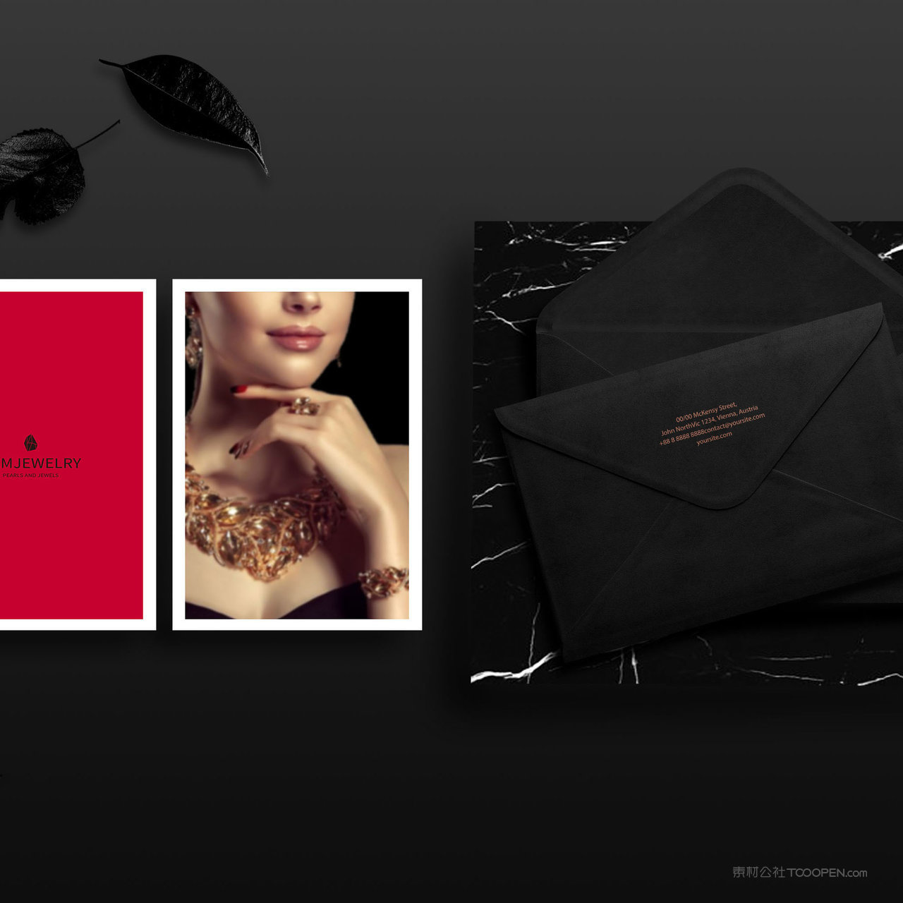 珠宝品牌VI卡片信封贴图样机