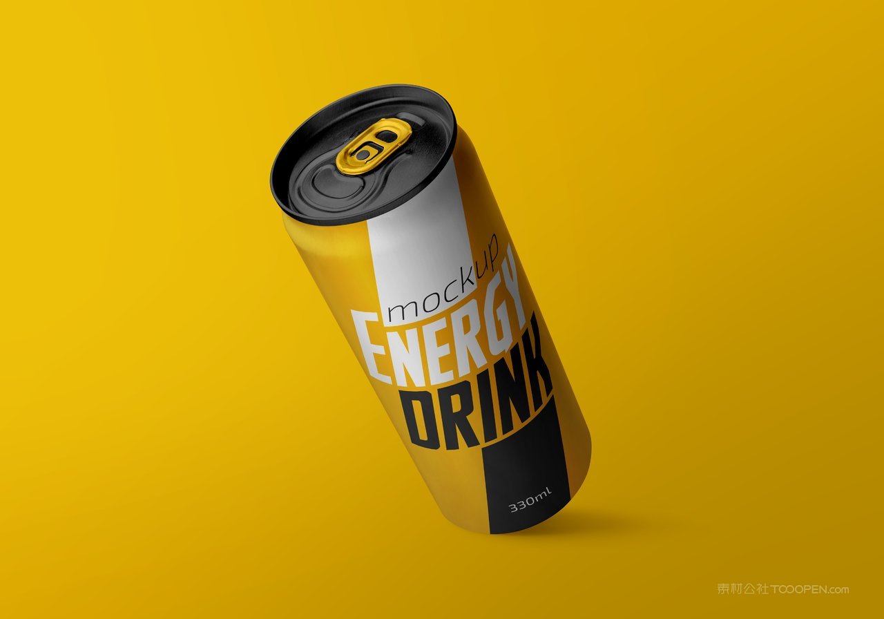 黄黑撞色易拉罐可乐瓶饮料包装样机 (2)
