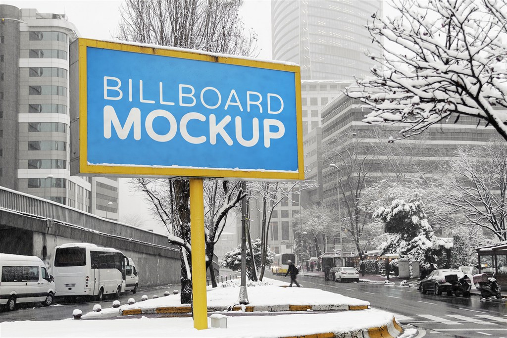 公路街头户外T牌广告牌样机图片场景下载