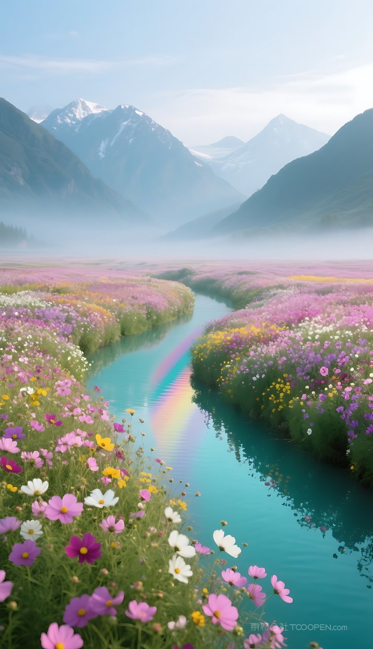 风景群山山水唯美景色山峰河流湖泊