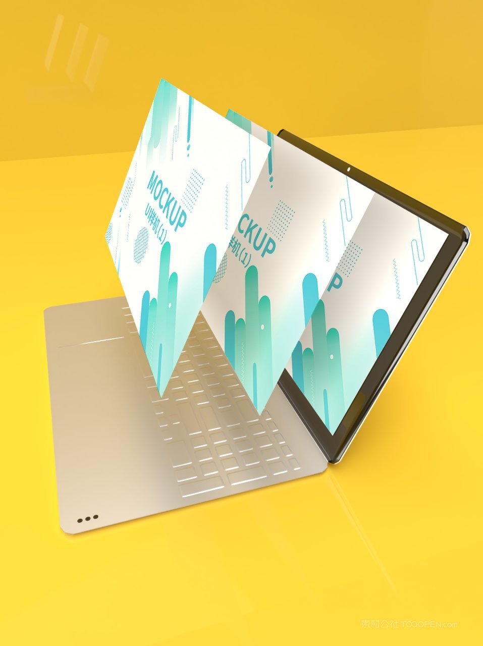 清新绿电脑笔记本显示屏桌面ui样机  (1)