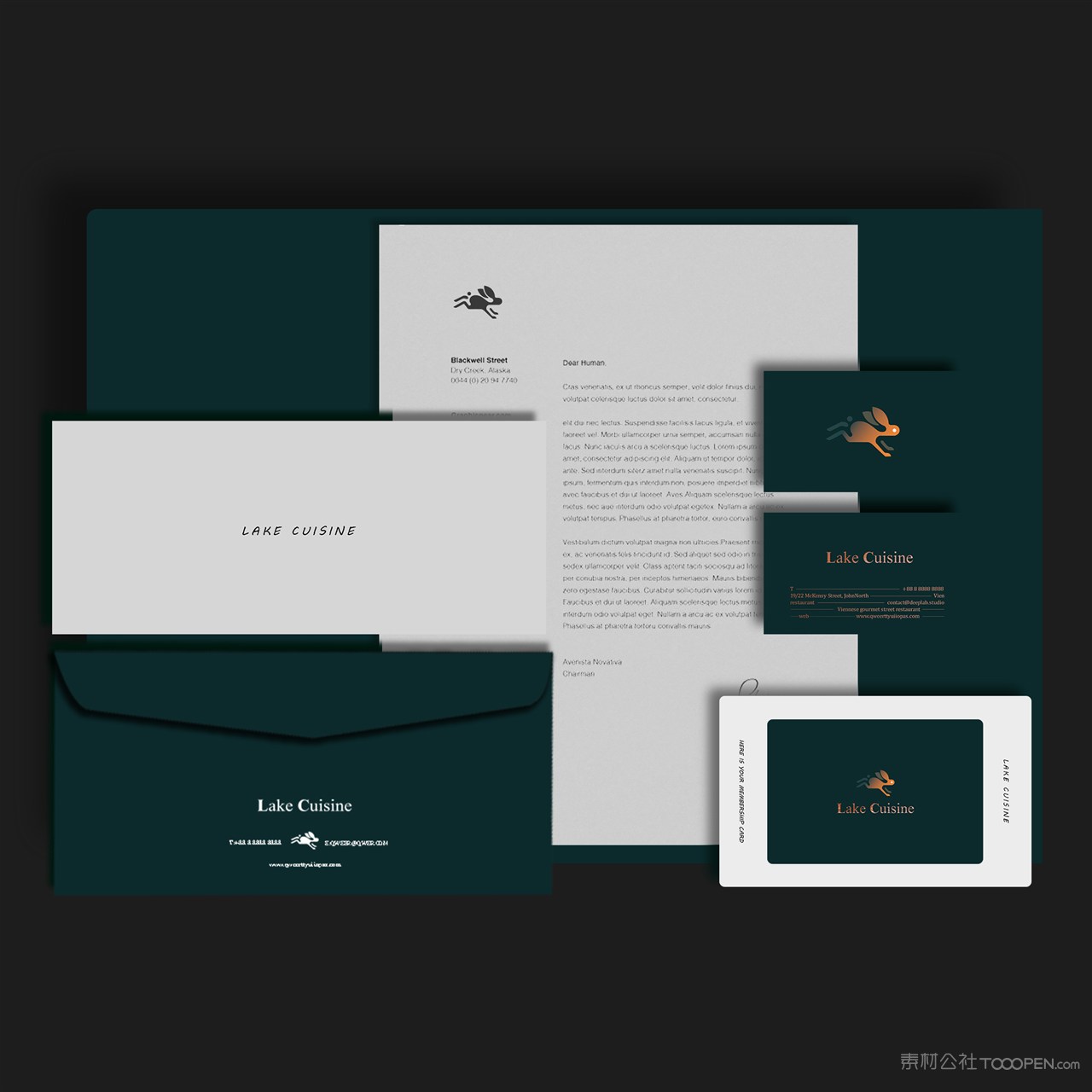 餐厅VI信封名片文档样机