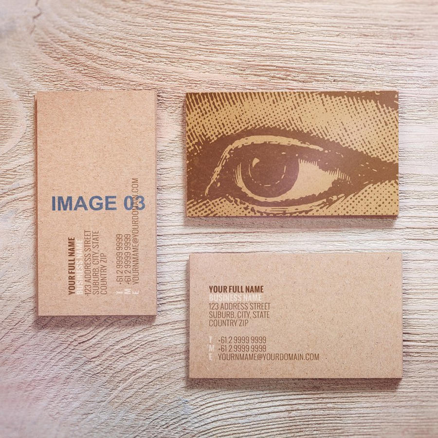 文艺风牛皮纸名片贴图木质桌面场景样机 (2)