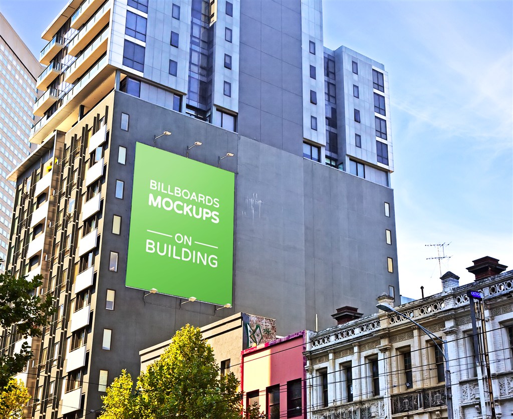 楼宇外立面大型广告牌样机图片场景下载