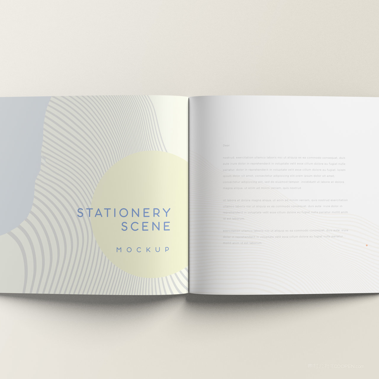 方形书籍画册内页贴图样机