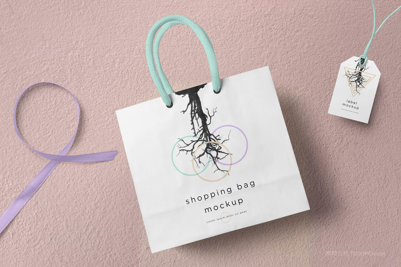 方形纸购物袋样机