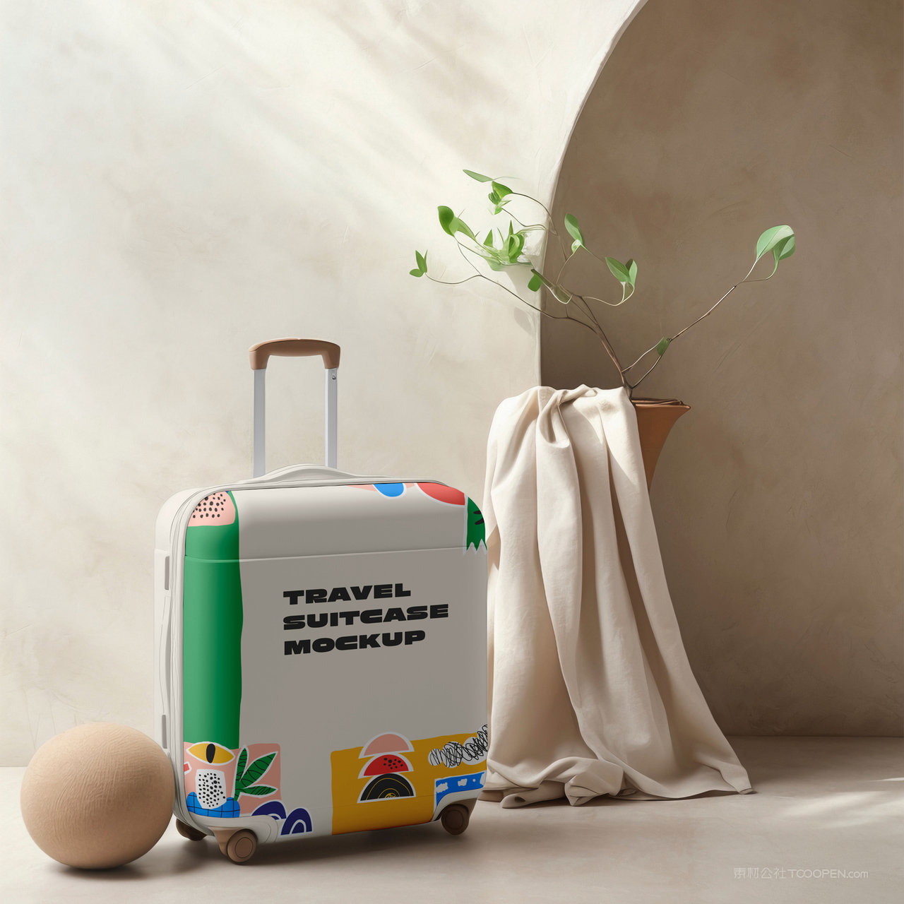 高颜值行李箱贴图样机