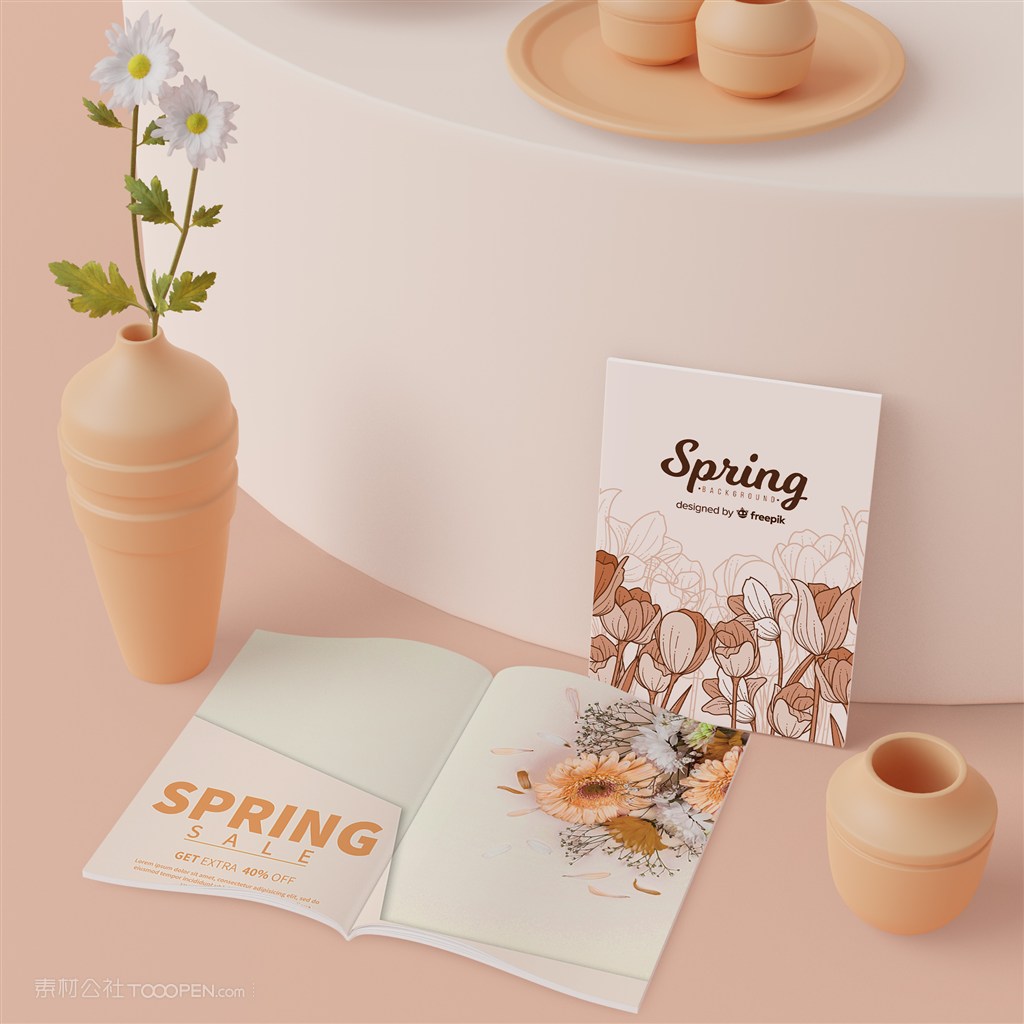 3D花瓶与宣传单画册贴图样机