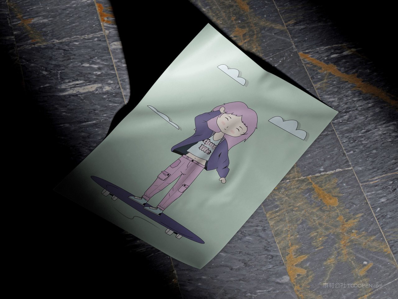 大理石上面的海报样机