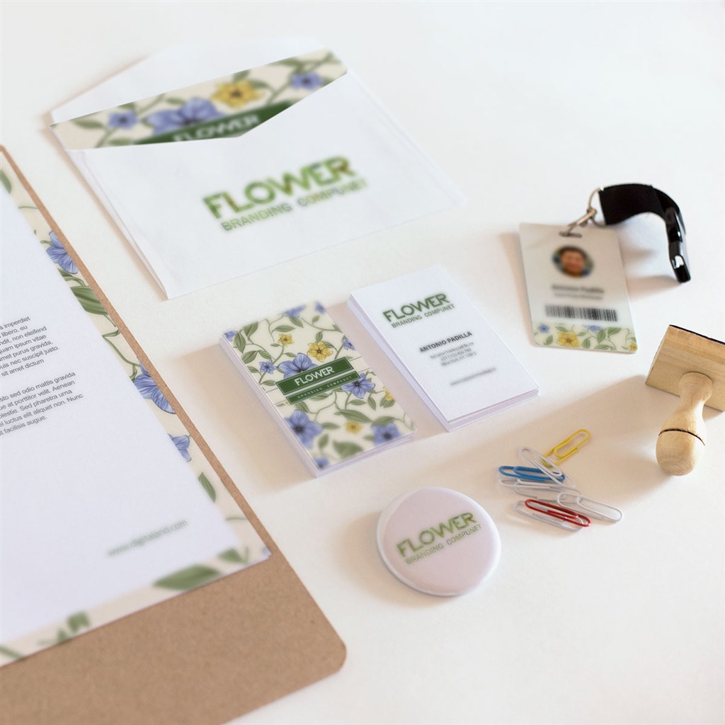 花店vi名片样机贴图