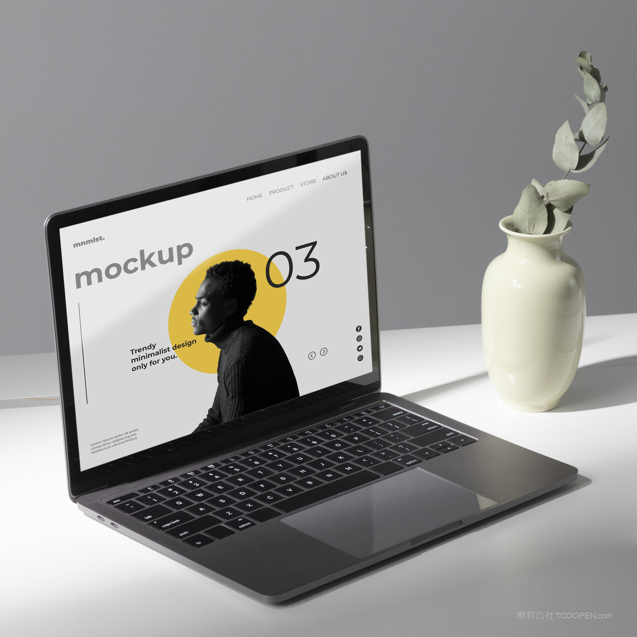 桌面上的笔记本电脑贴图样机