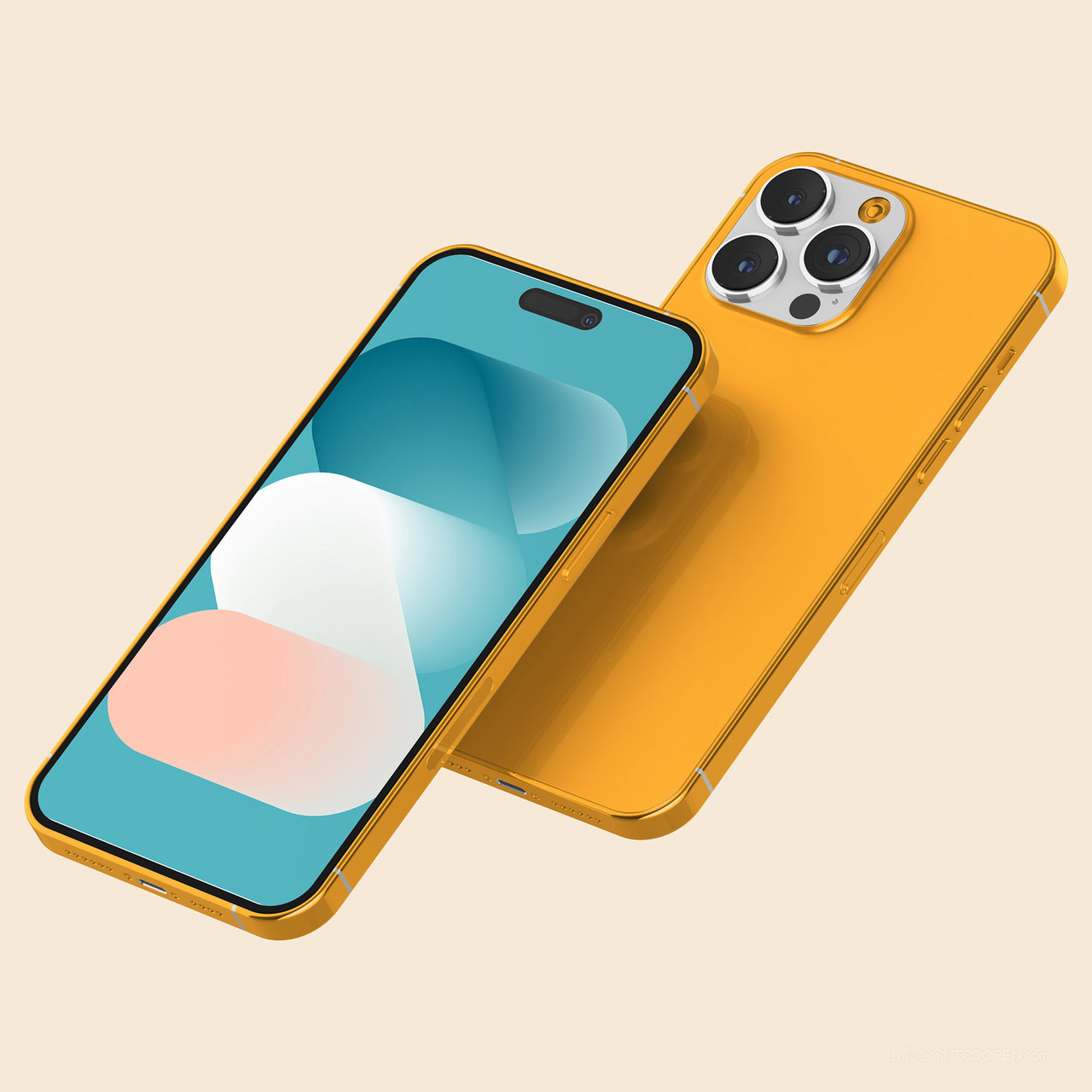 悬浮的iPhone14Pro正反面贴图样机