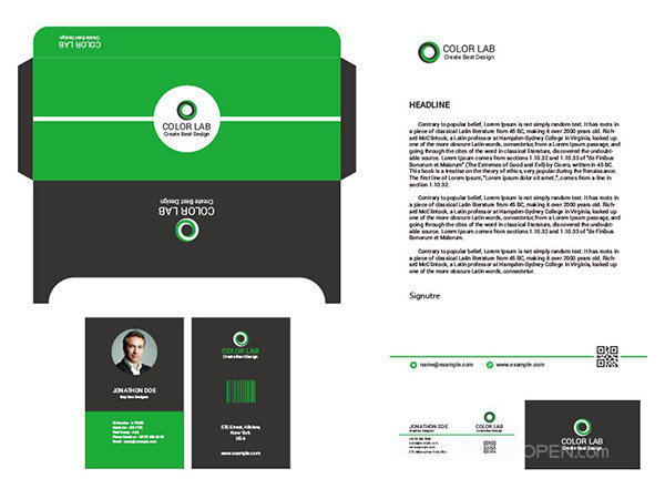 企业视觉VI元素信封信头信纸工作证名片