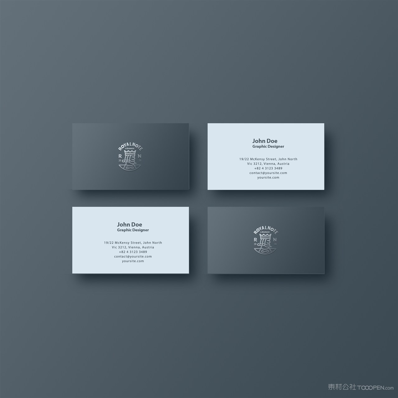 灰色背景名片正反面贴图样机