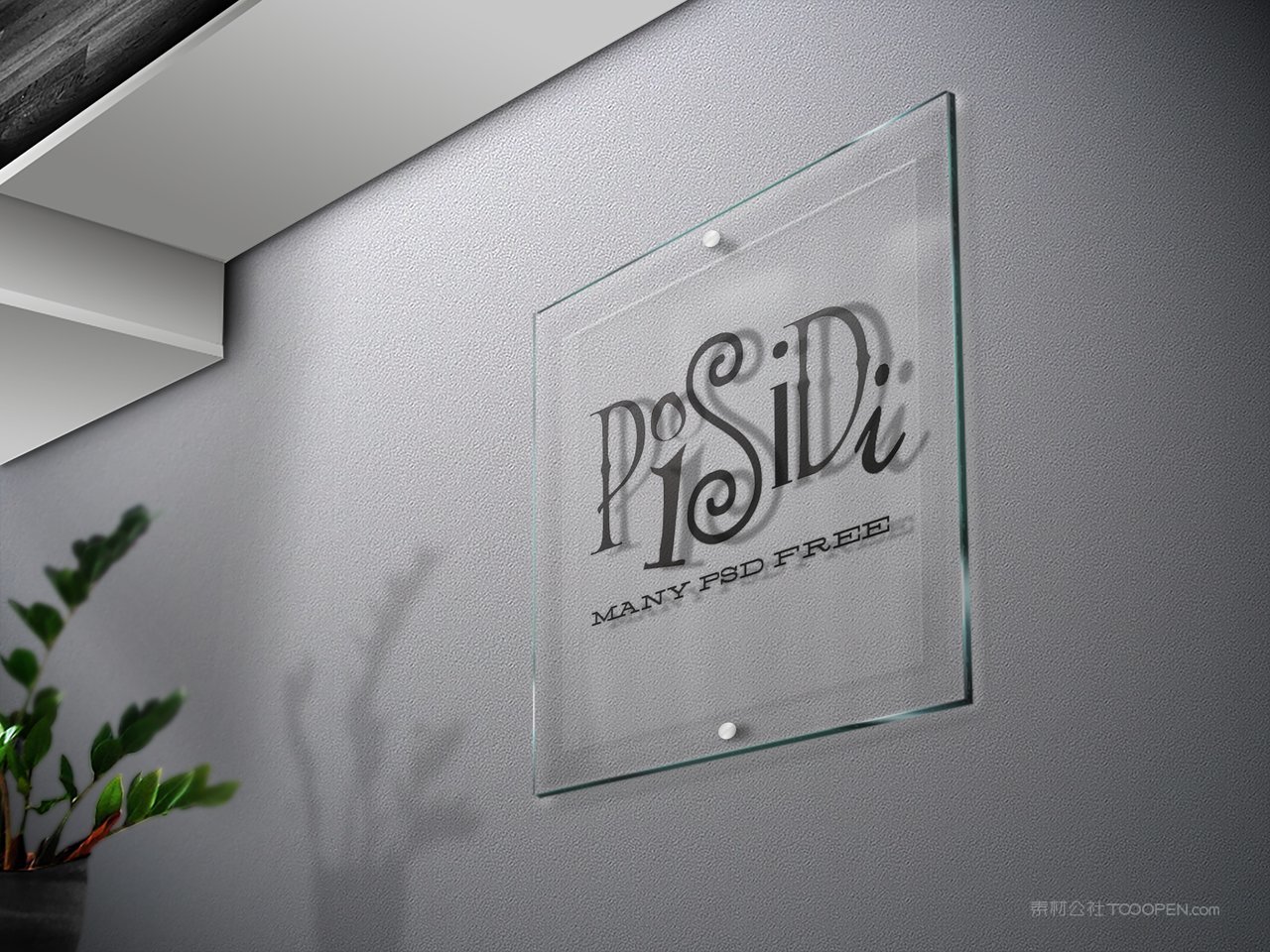 透明玻璃亚克力夹板logo广告牌门牌铭牌效果展示样机 (12)