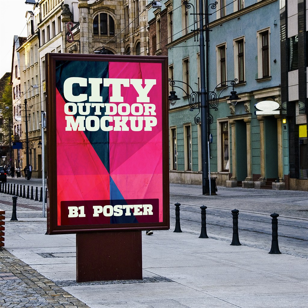 城市街头灯箱广告牌样机