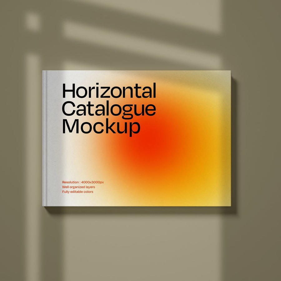 精装硬壳横版书籍画册宣传册封面样机  (2)