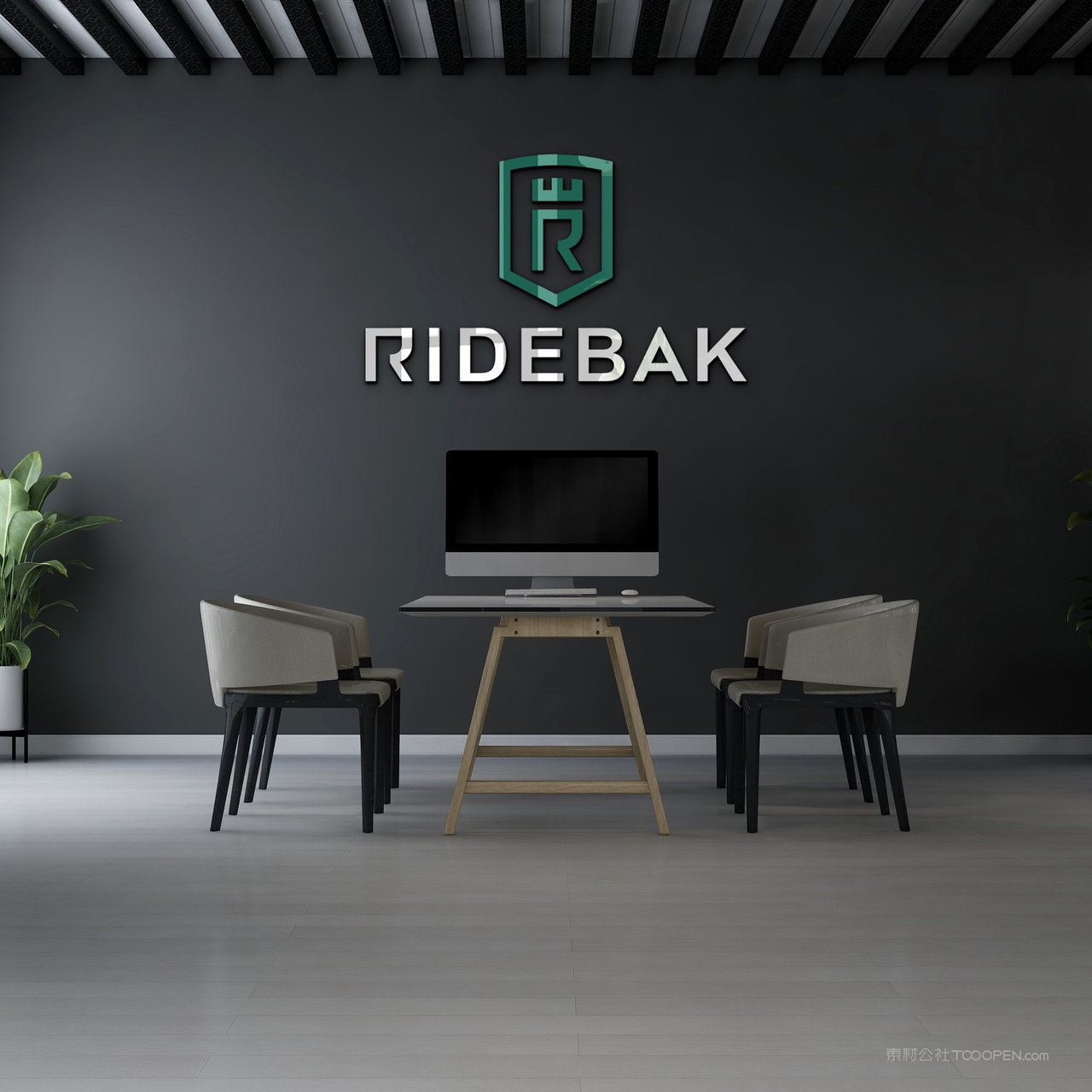 会议室背景墙logo贴图样机