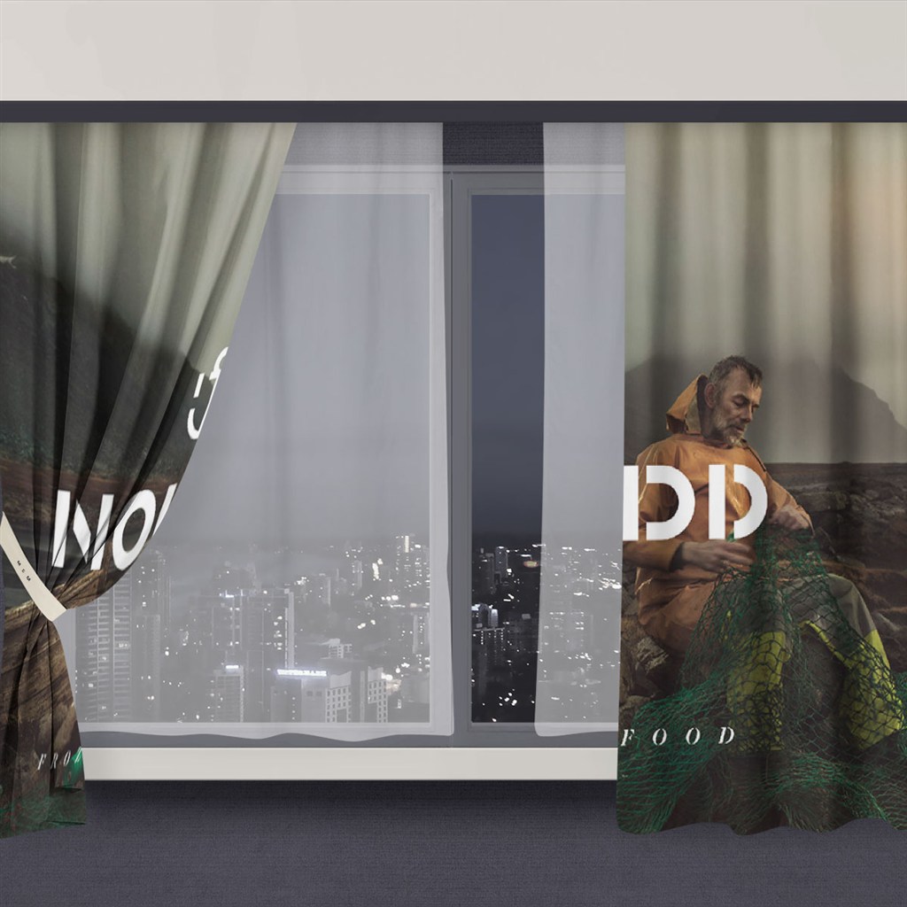 高端餐饮食品vi窗帘logo样机模板