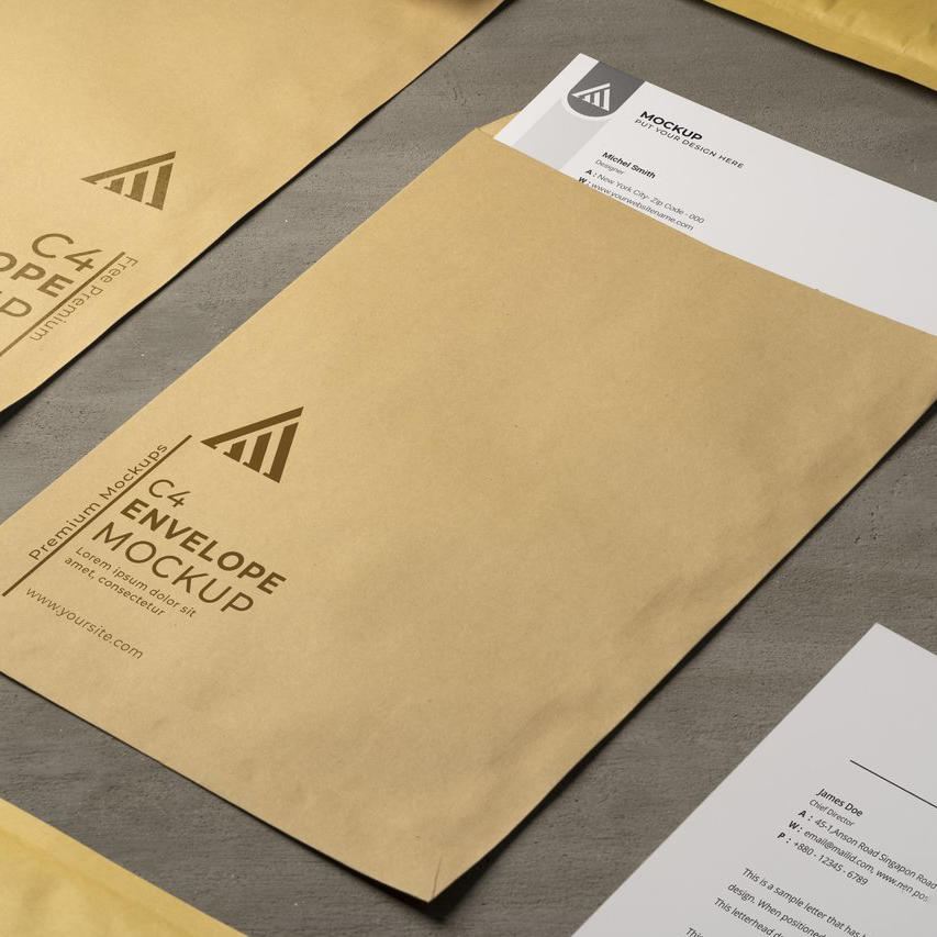 黄色信封快递袋文件袋样机 (13)