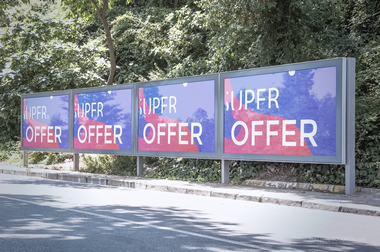 户外连排广告海报场景样机 (3)