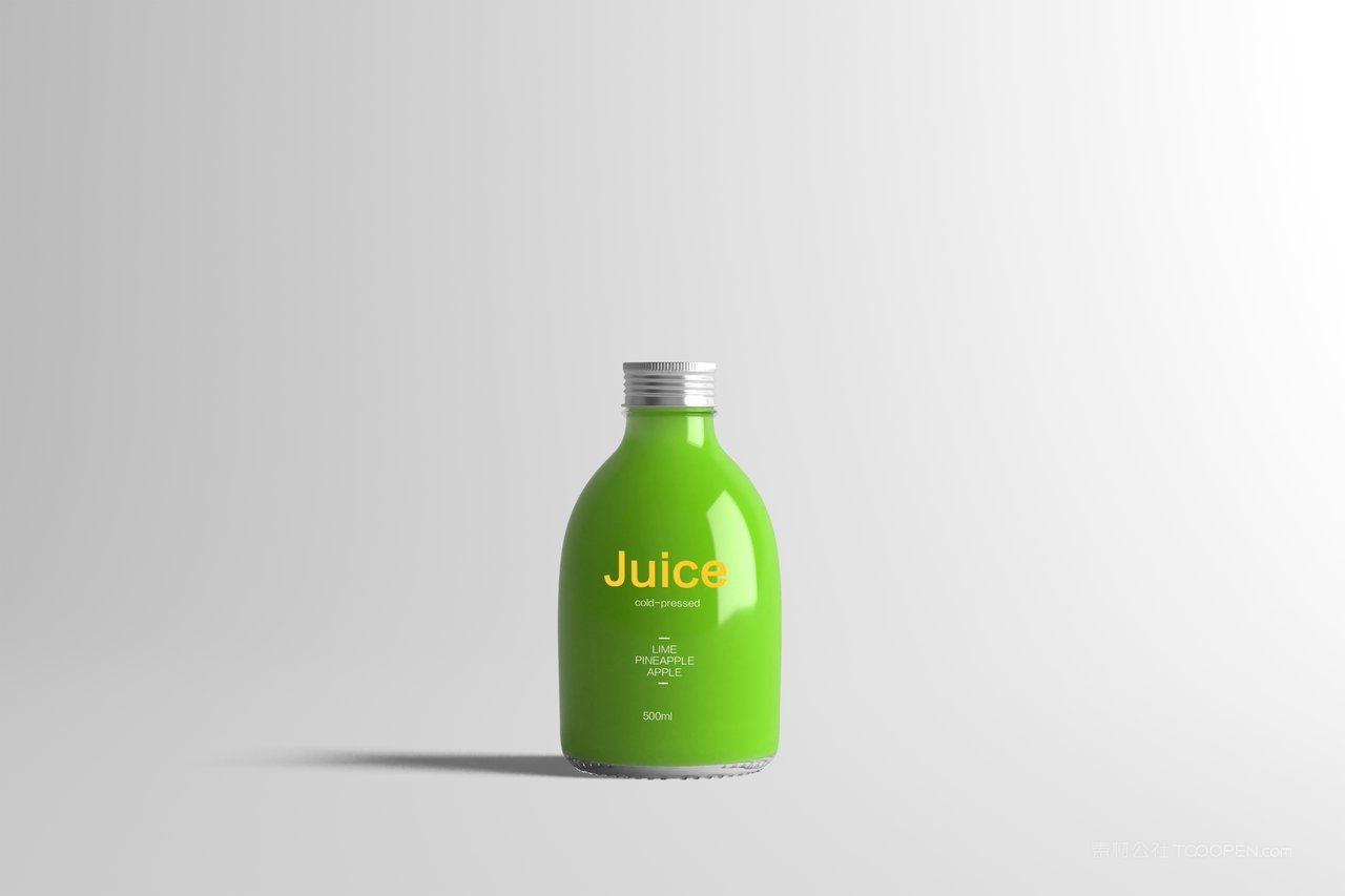 果汁饮料包装瓶贴透明玻璃瓶展示样机 (1)