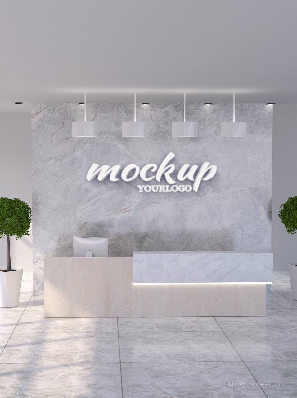 公司大门前台形象墙logo标志样机公司企业前台样机 (8)